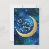 Dromen komen echt uit Moon Stars Baby shower Bedankkaart (Achterkant)