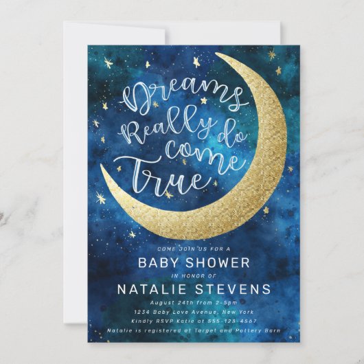 Dromen komen echt uit Moon Stars Baby shower Kaart (Voorkant)