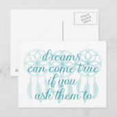 Dromen kunnen uitkomen Blauwgroen slogan Dreamcatc Briefkaart (Voorkant / Achterkant)