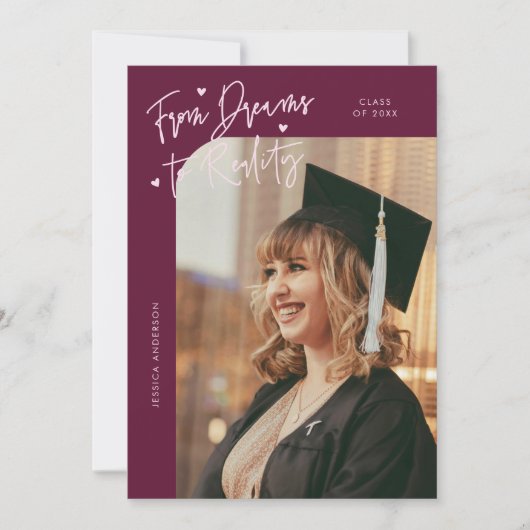Dromen naar Realiteit Gebogen Foto Cranberry Grad Aankondiging (Voorkant)