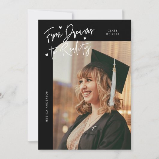 Dromen naar Realiteit Gebogen Foto Zwart Grad Aankondiging (Voorkant)