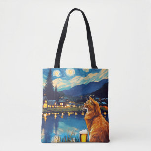 Dromen over sterren en hop   Cat Sterrennacht Tote Bag