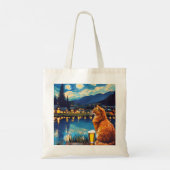 Dromen over sterren en hop | Cat Sterrennacht Tote Bag (Achterkant)
