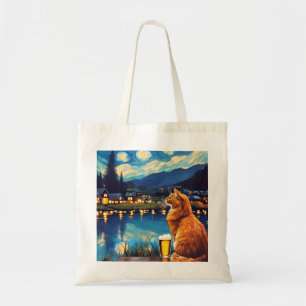 Dromen over sterren en hop   Cat Sterrennacht Tote Bag