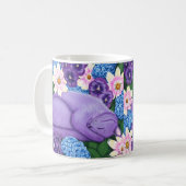 Dromen, Paarse kat in bloemetjes slapen Koffiemok (Voorkant links)