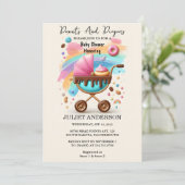 Dromen Roze Blauwe Donuts en Luiers Baby shower Kaart (Staand voorkant)