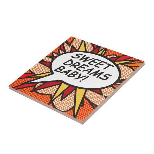 DROMEN SCHATJE! Leuk Retro Stripboek Pop Art Tegeltje (Zijkant)