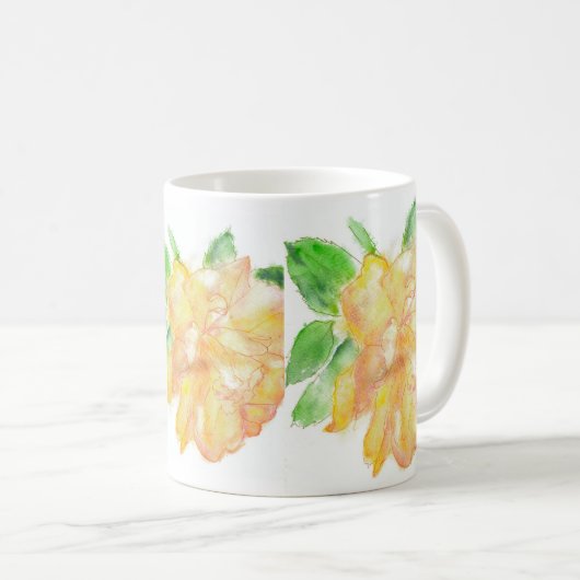 Dromen Spires Gele Aquarel Rozen Koffiemok (Voorkant rechts)