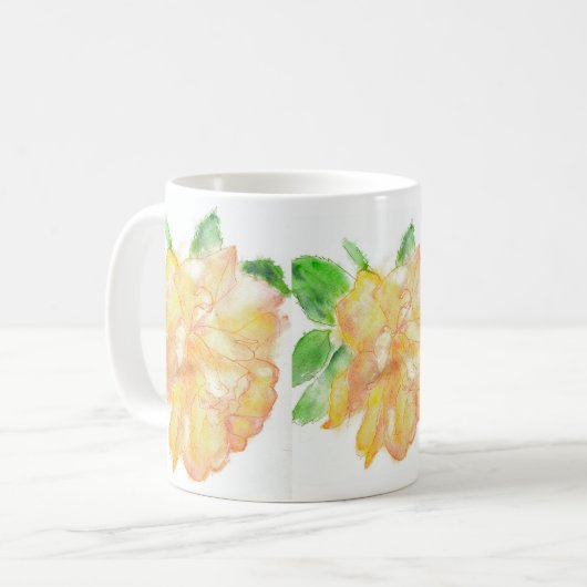 Dromen Spires Gele Aquarel Rozen Koffiemok (Voorkant links)