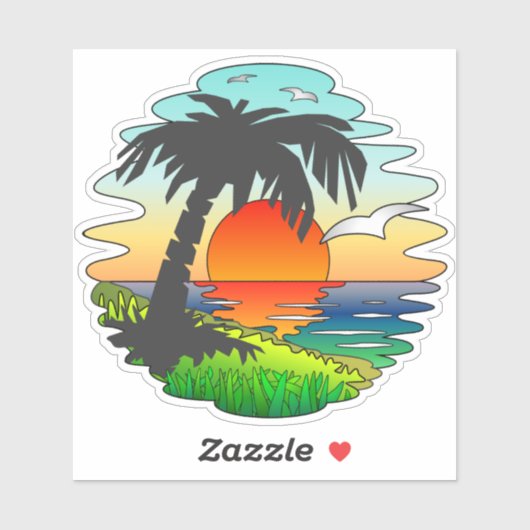 Dromen Tropische zonsondergang Paradijs, Exotisch  Sticker (Vel)