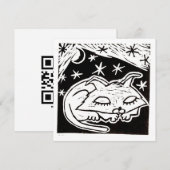 Dromen tussen de sterren Kat linocut Kaart (Voorkant / Achterkant)