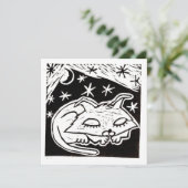 Dromen tussen de sterren Kat linocut Kaart (Staand voorkant)