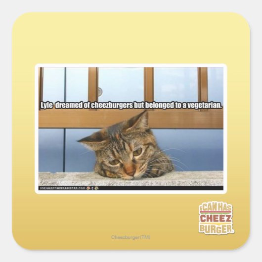 Dromen van Cheesburgers Vierkante Sticker (Voorkant)