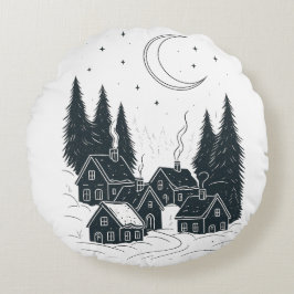 Dromen van de Kerstnacht - Dubbelzijdige Winter Rond Kussen