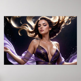 Dromen van de Verleidelijke Vrouw van Paarse Water Poster
