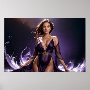 Dromen van de Verleidelijke Vrouw van Paarse Water Poster