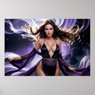 Dromen van de Verleidelijke Vrouw van Paarse Water Poster