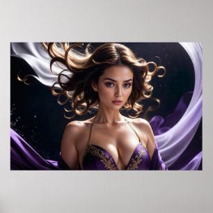 Dromen van de Verleidelijke Vrouw van Paarse Water Poster