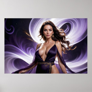 Dromen van de Verleidelijke Vrouw van Paarse Water Poster