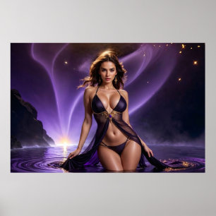 Dromen van de Verleidelijke Vrouw van Paarse Water Poster