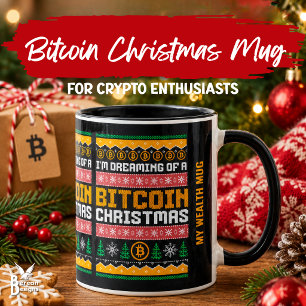 DROMEN VAN EEN BITCOIN KERST Faux Brei Patroon Mok