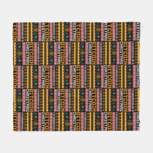 Dromen van een BITCOIN KERSTMIS Faux Knit Pattern Fleece Deken (Voorkant (Horizontaal))