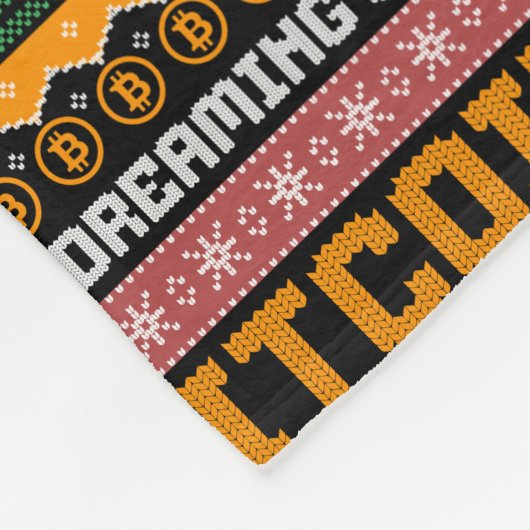 Dromen van een BITCOIN KERSTMIS Faux Knit Pattern Fleece Deken (Hoek)