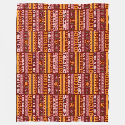 Dromen van een BITCOIN KERSTMIS Faux Knit Pattern Fleece Deken (Voorkant)