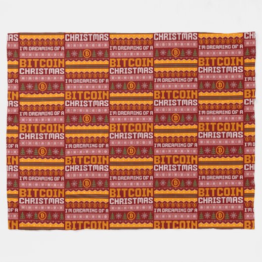 Dromen van een BITCOIN KERSTMIS Faux Knit Pattern Fleece Deken (Voorkant (Horizontaal))