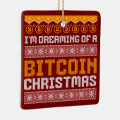 Dromen van een BITCOIN KERSTMIS Faux Knit Pattern Keramisch Ornament (Rechts)