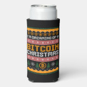 Dromen van een BITCOIN KERSTMIS Faux Knit Pattern Seltzer Blikjeskoeler (Seltzer Achterkant)