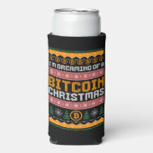 Dromen van een BITCOIN KERSTMIS Faux Knit Pattern Seltzer Blikjeskoeler (Seltzer Voorkant)