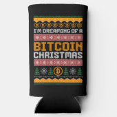 Dromen van een BITCOIN KERSTMIS Faux Knit Pattern Seltzer Blikjeskoeler (Achterkant)
