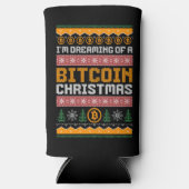 Dromen van een BITCOIN KERSTMIS Faux Knit Pattern Seltzer Blikjeskoeler (Voorkant)