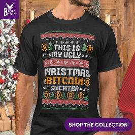 Dromen van een BITCOIN KERSTMIS Faux Knit Pattern T-shirt