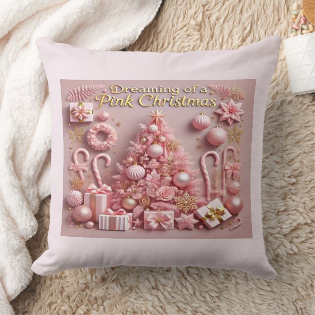 Dromen van een Roze Kerst  Kussen (Deken)