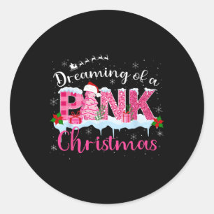 Dromen van een roze kerstboom maakt Santa Hat Ronde Sticker