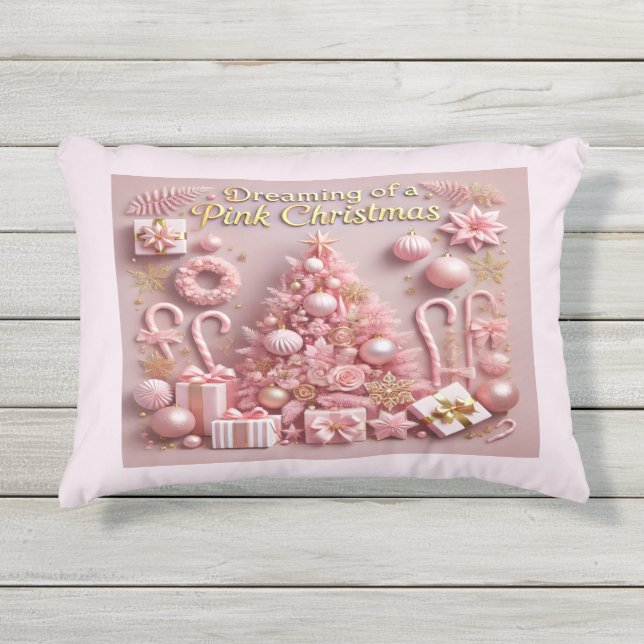Dromen van een roze Kerstmis Buitenkussen (Voorkant)