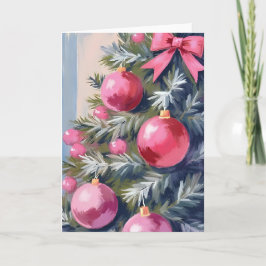 Dromen van een Roze Kerstmis | Merry Watercolor Feestdagen Kaart