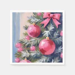 Dromen van een Roze Kerstmis | Merry Watercolor Servet