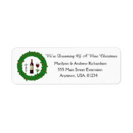 Dromen van een wijn kerstvakantie krans etiket