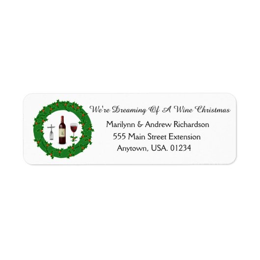 Dromen van een wijn kerstvakantie krans etiket (Voorkant)