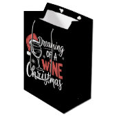 Dromen van een wijnkerstfeestje Funny Drinking Medium Cadeauzakje (Voorkant Gekanteld)