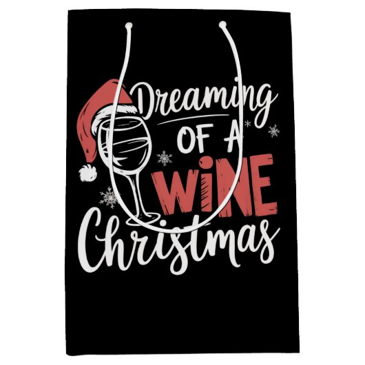 Dromen van een wijnkerstfeestje Funny Drinking Medium Cadeauzakje (Voorkant)