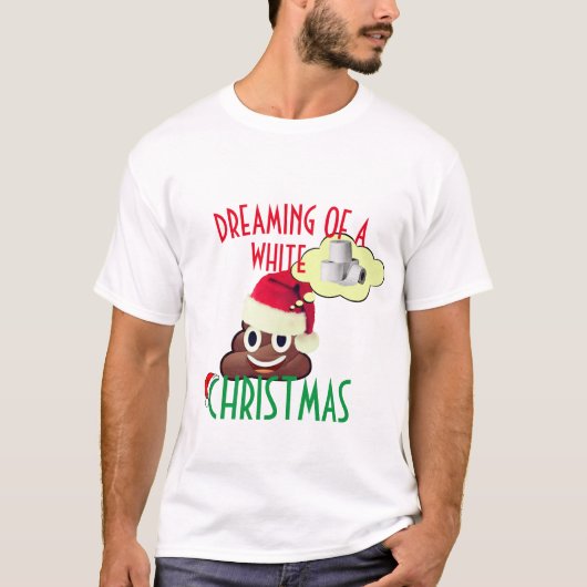 Dromen van een Witte Kerst Grappige Poep Emoji T-shirt (Voorkant)
