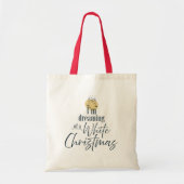 Dromen van een witte kerst met moderne witte wijn tote bag (Voorkant)