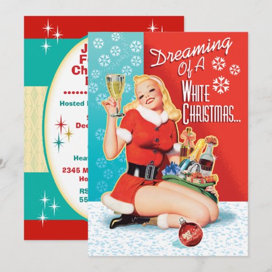 Dromen van een witte kerstfeest uitnodiging (Voorkant / Achterkant)