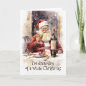 Dromen van een Witte Kerstwijn Kerstman Feestdagen Kaart (Voorkant)