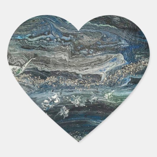 Dromen van het abstracte schilderende zee Ocean'20 Hart Sticker (Voorkant)