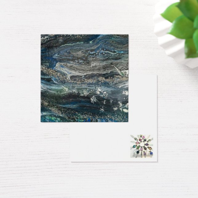 Dromen van het abstracte schilderij van de oceaan  vierkante visitekaartjes (Bureau)